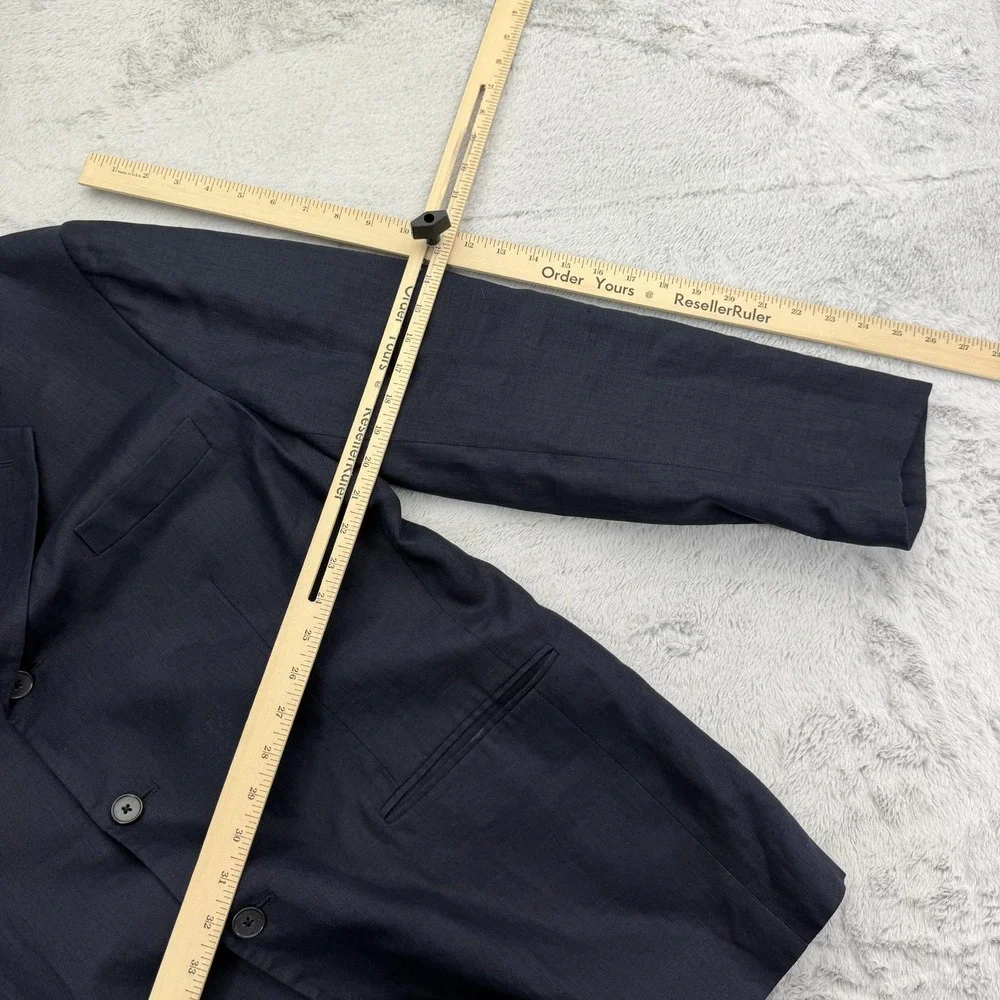 J.CREW Suit Jacket Mens 44R Blue 100% Linen Single Breasted Notch Lapel 2-Button
